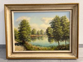 82 cm breitx62 cm hoch Ölgemälde Egelsee Landschaft hübsch