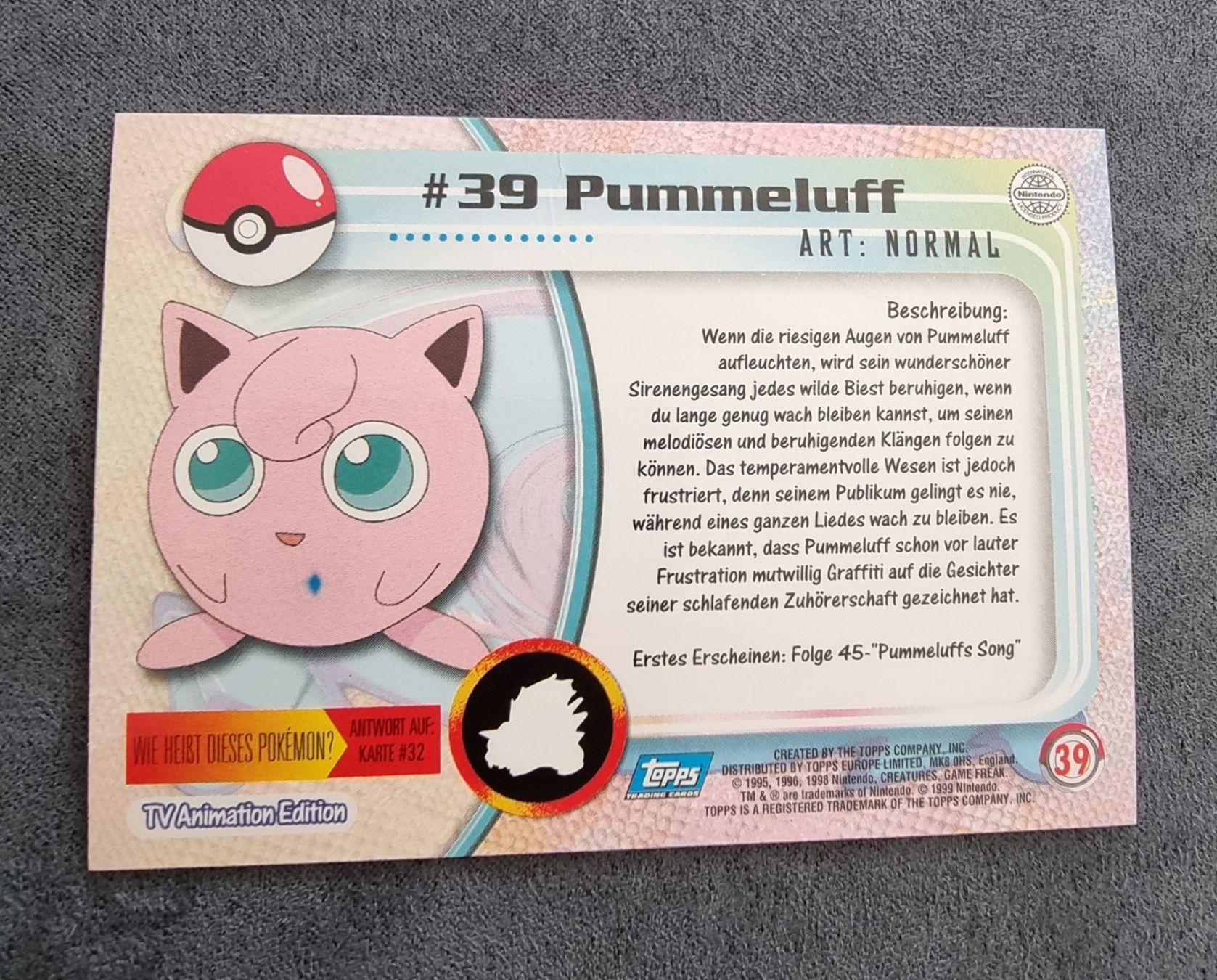 Pokémon Sammelbilder & Trading cards: Pokémon Topps Holo blau #39 Pummeluff – Gebraucht aus Roggwil BE von S_Cards 3