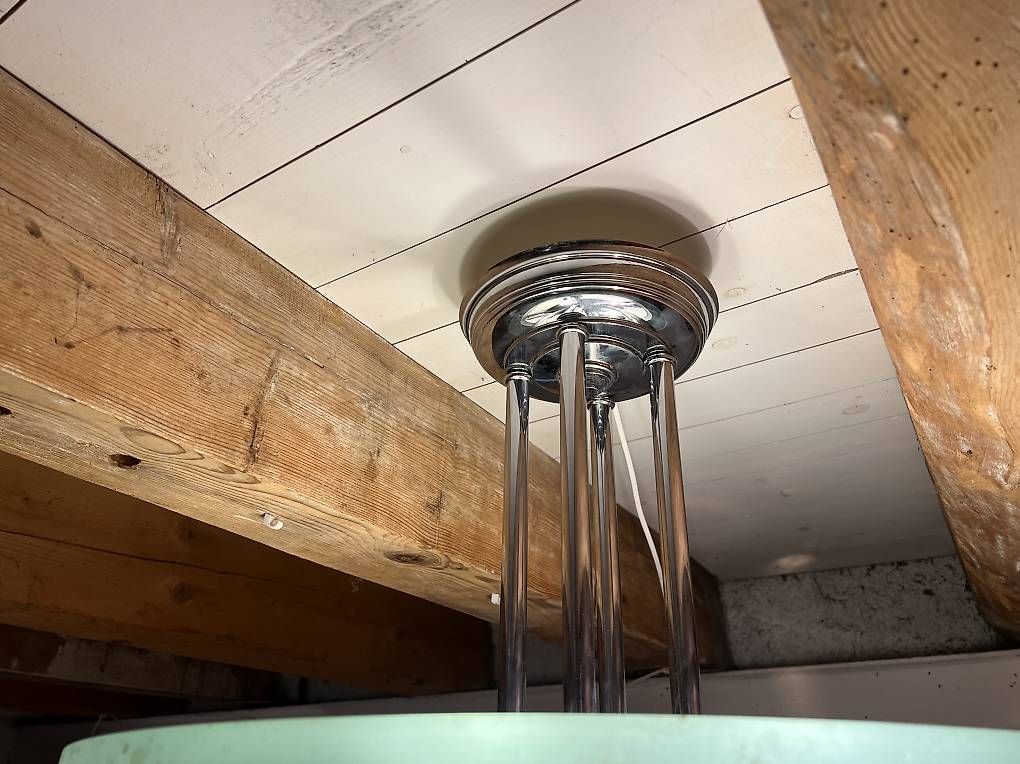 Lampadari & plafoniere: Lustre art déco verre et chrome  – Usato da Mollens VD venduto da espritartdeco 3