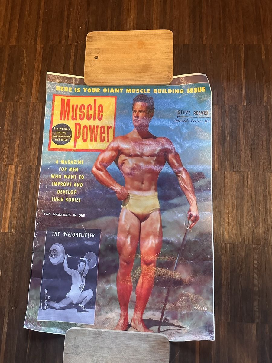 Poster, auf Leinwand, Steve Reeves, Vintage, Bodybuilding (Neu (gemäss ...