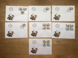 CH-1984: 10 FDC + ET-Serie (einzel+4er) - série 1er jour