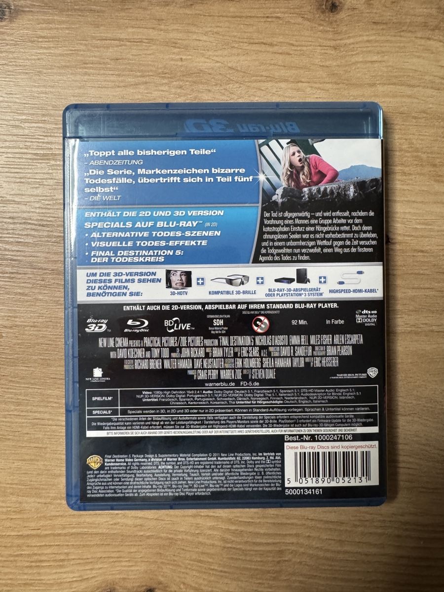 Tutti i DVDs: Final Destination 5 - Blu-ray 3D - Top! – Usato da Biberist venduto da etesummer 3