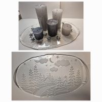 Glasplatte Servierteller Winter Landschaft Dekorplatte