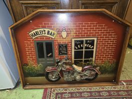 Harley's Bar Relief Bild, Wanddeko mit Motorrad Motiv