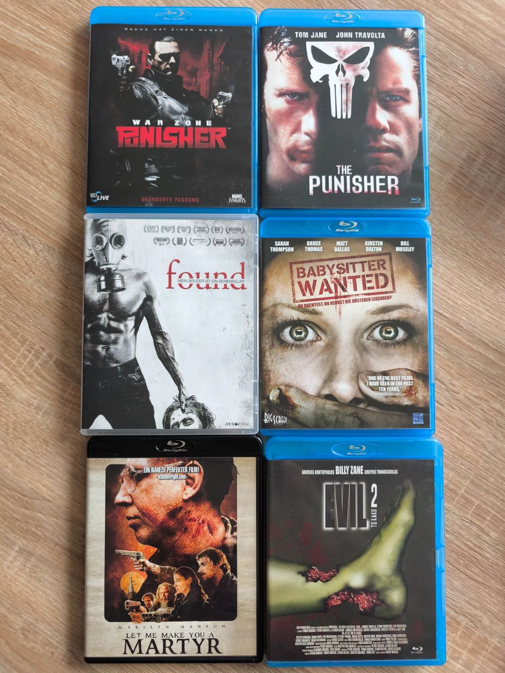 Tutti i DVDs: 6er Pack Blu-rays: The Punisher, Found, Evil 2, uvm. – Usato da Spreitenbach venduto da darylb04