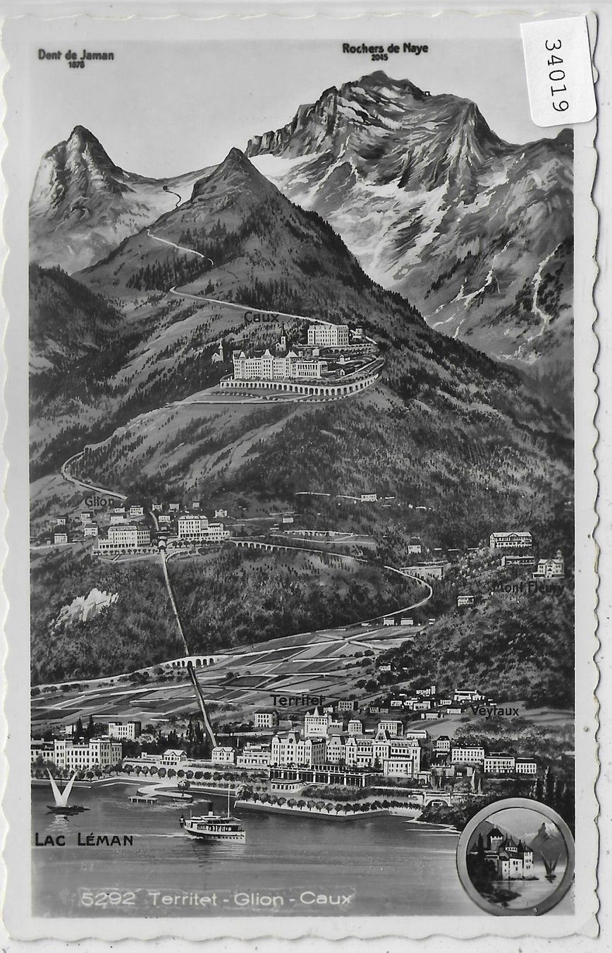 Cartoline postali: Territet-Glion-Caux - Chateau Chillon – Usato da Ettingen venduto da Kartenplanet