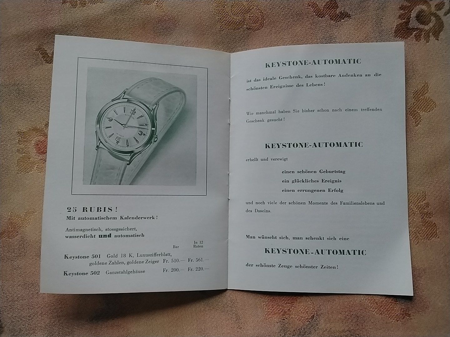 Documenti: Keystone Automatic Uhr Broschüre,  Vintage – Usato da Biel/Bienne venduto da taki25 4