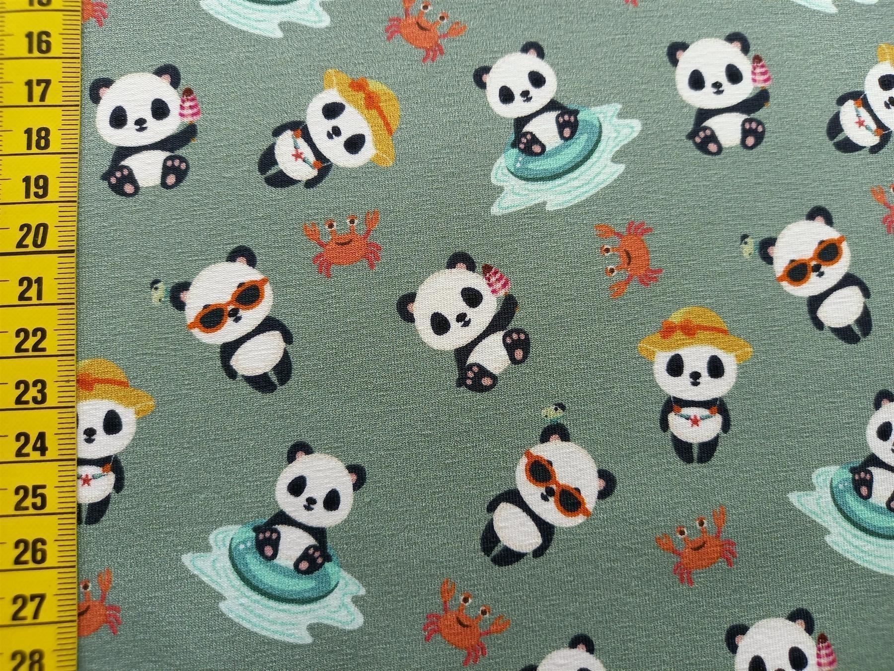 Tessuti: Jersey Ferien-Panda altgrün – Nuovo e nell'imballaggio originale da Winterthur venduto da Kimbana