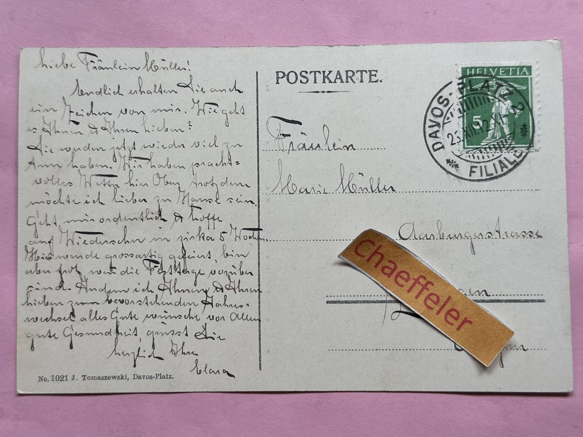 Cartes postales: 1912 Davos-Dorf mit Schiahörner. – D'occasion à Zürich par Chaeffeler 1