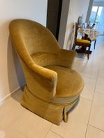 Eleganter Vintage Samtsessel  - Gold/Oliv - sehr bequem