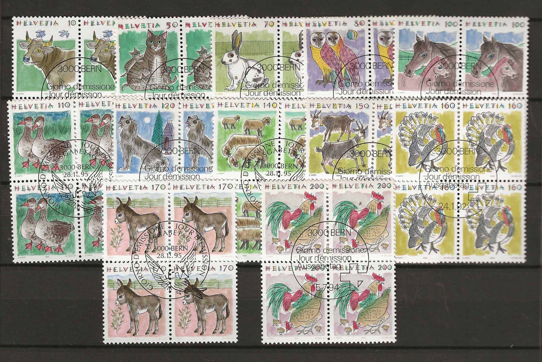 Tutti i francobolli: B0789 - Animaux 1990-1995  B4 1er jour – Usato da Trélex venduto da Phil_Albert