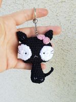 Amigurumi Schlüsselanhänger mit Katze  schwarc