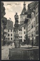 AK Aarau, Rathausgasse mit Brunnen, 1910