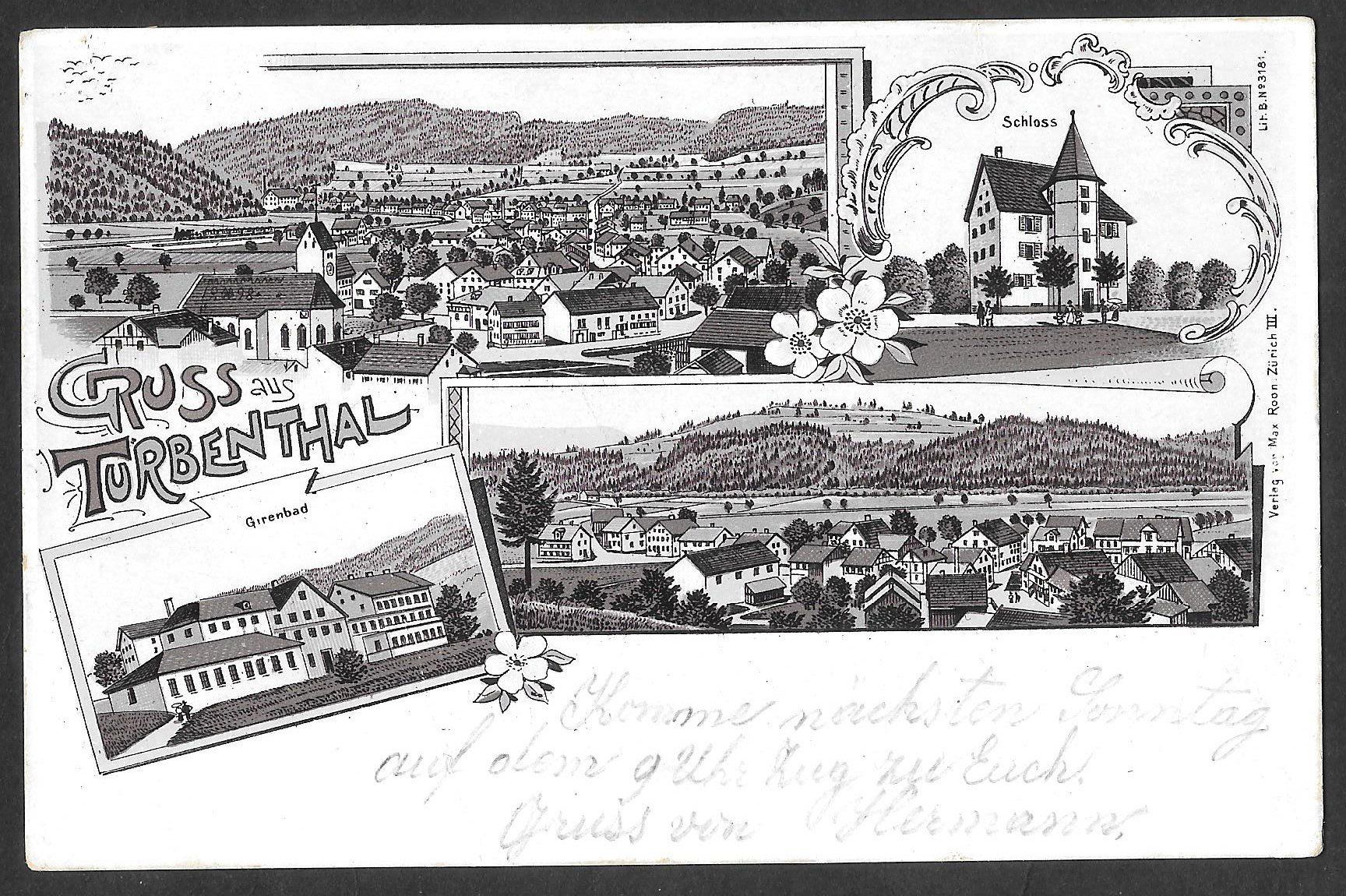 Cartes postales: Turbenthal braune Lithografie 4 Bilder – D'occasion à Olten par clotaldi