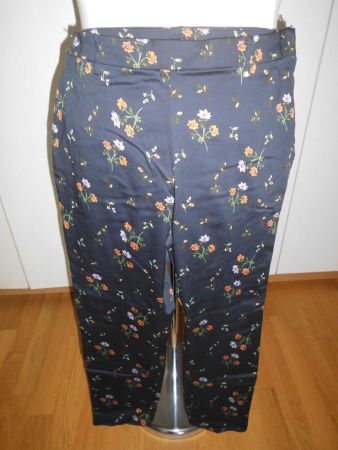 pantalon coton noir à fleurs T. 44