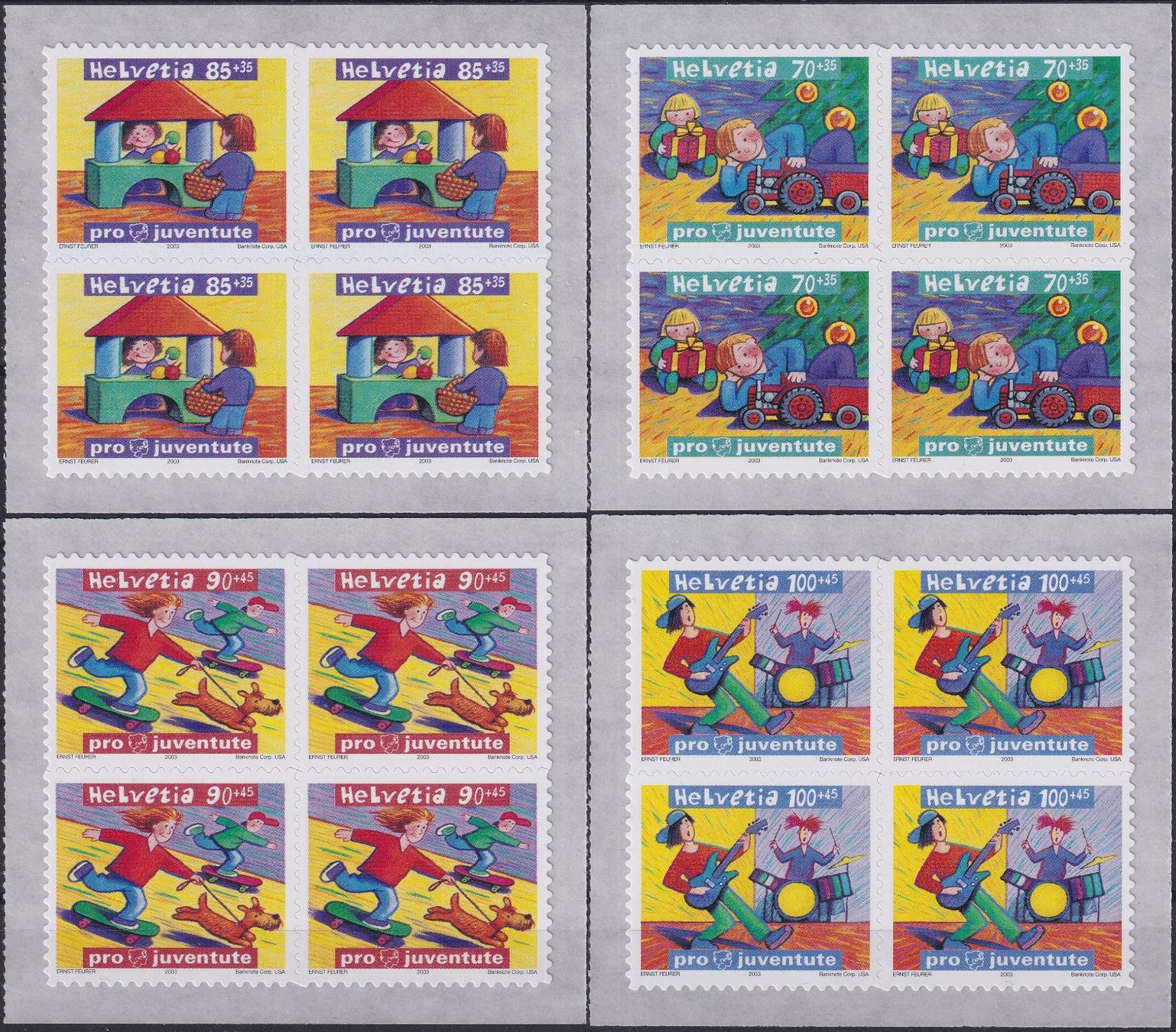 Tutti i francobolli: 2003, J369A-J372A Viererblock-Serie postfrisch **, Kat: 64.- – Usato da Sursee venduto da Luzernerraute
