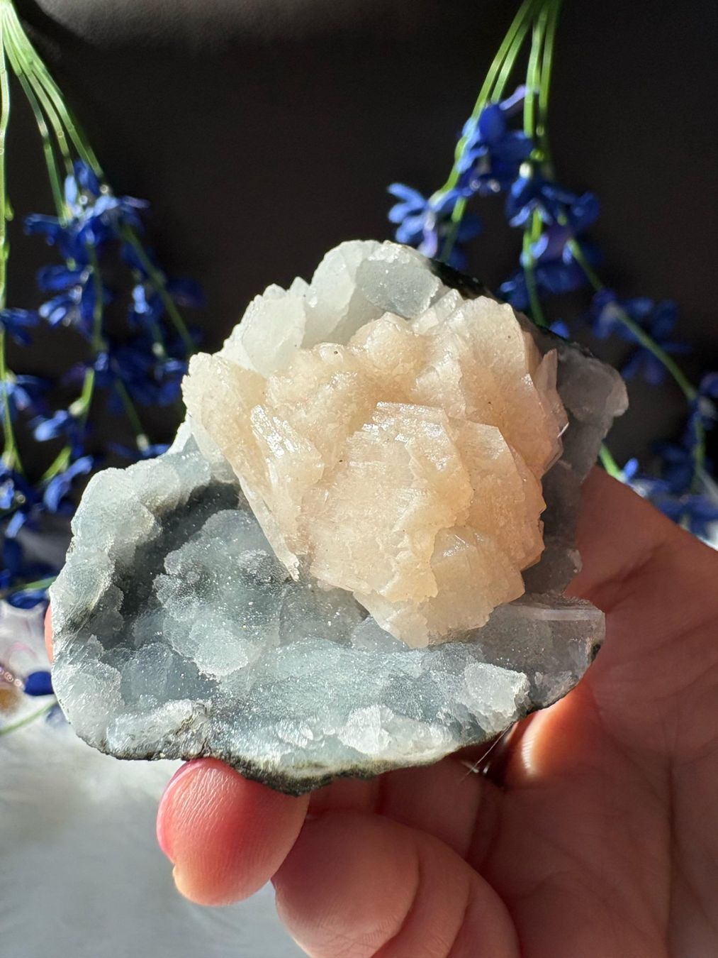 Minerali & Pietre curative: Chalcedon-Stalaktit mit Stilbit und Heulandit – Nuovo (secondo la descrizione) da Neuheim venduto da m.hald 7