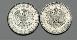 2 pièces 50 Groschen Autriche 1955 et 1957