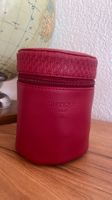 Diptyque Paris Kosmetiktasche rund rot Leder neuwertig