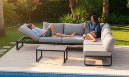 Gartenlounge Ecksofa grau guter Zustand 4-teilig