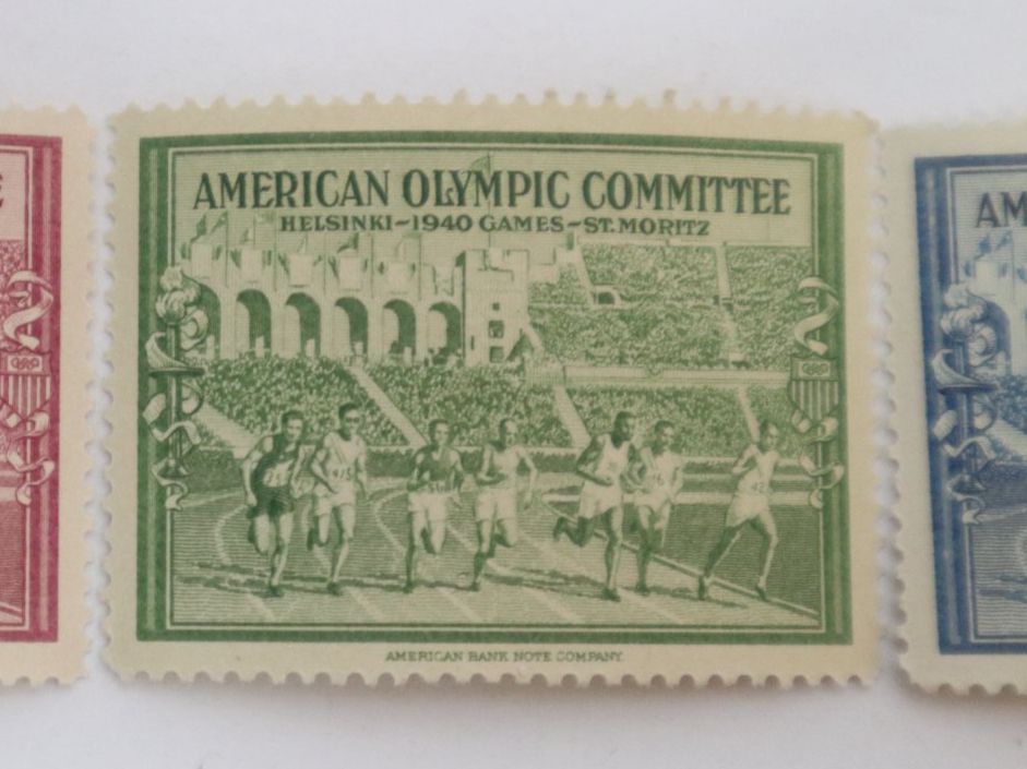 Tutti i francobolli: 3 Briefmarken American Olympic Helsinki - 1940 - St. Moritz – Usato da Eschenbach SG venduto da Astalavista 2