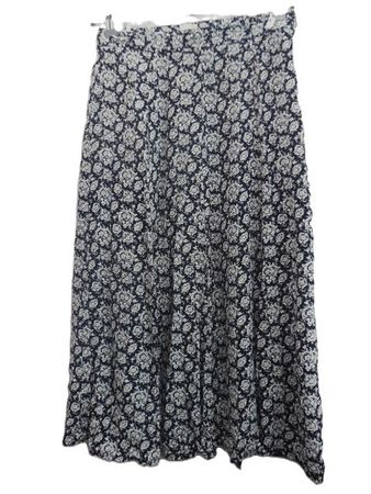 Gr. 38 VINTAGE Blümli Rock schwarz weiss Viskose