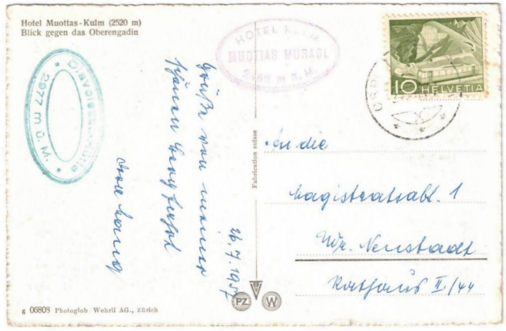 Cartoline postali: St. Moritz - Standseilbahn Muottas Muragl Bergstation – Usato da Binningen venduto da Mountainrider 1
