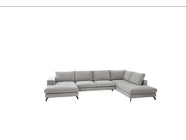 Ecksofa Silber Stoff 360cm 241ch