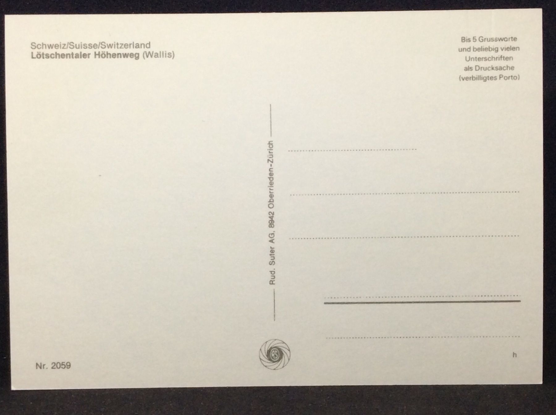 Cartoline postali: Lötschentaler Höhenweg (Wallis) – Usato da Widnau venduto da Brusi9 1