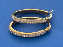 Luxus Elegante Creolen Edelstahl Ohrstecker Farbe Gold