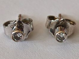 Diamant Ohrstecker Weiss Gold 14k 585er Gold und 925 Silber