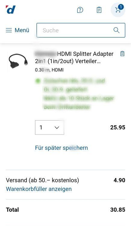 Adattatori: HDMI Splitter / Digitec CHF 30.85 / HDMI 1.4 Verteiler – Nuovo e nell'imballaggio originale da Uster venduto da -FPS- 1