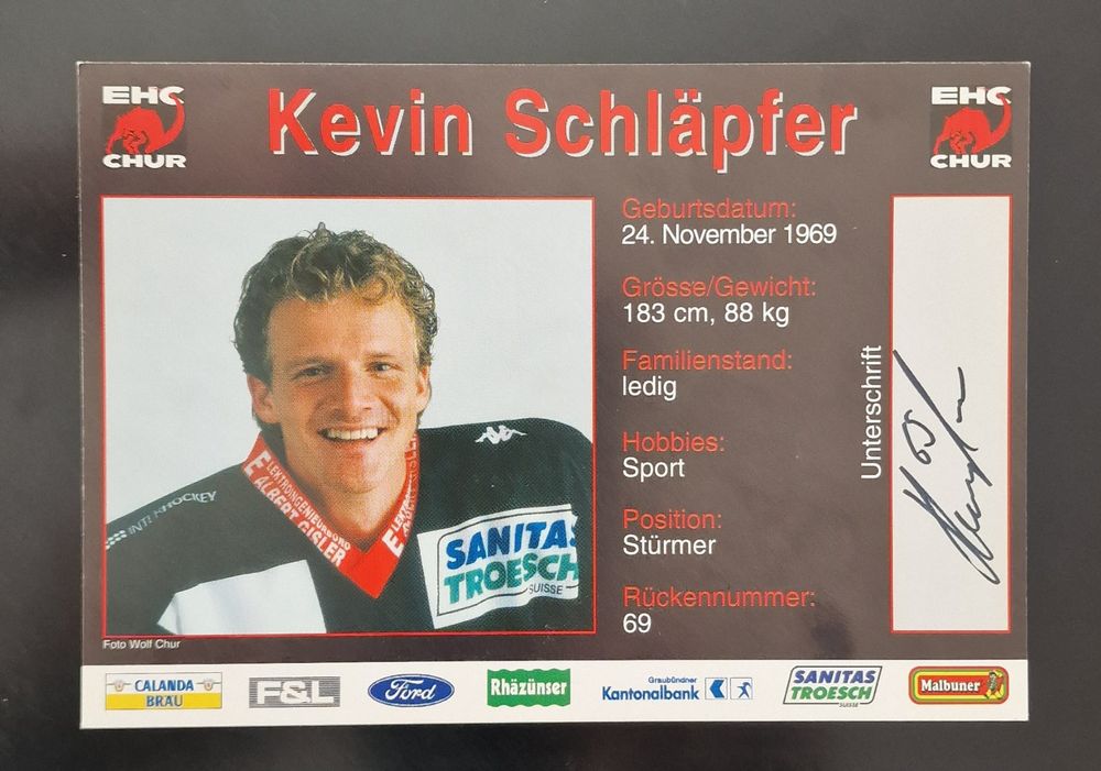 Kevin Schläpfer orig. Autogrammkarte inkl. Signatur Kaufen auf Ricardo
