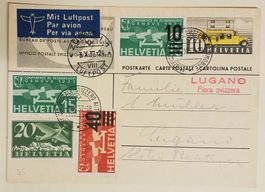 B174) 1937 Flugkarte mit allen Stempel selten