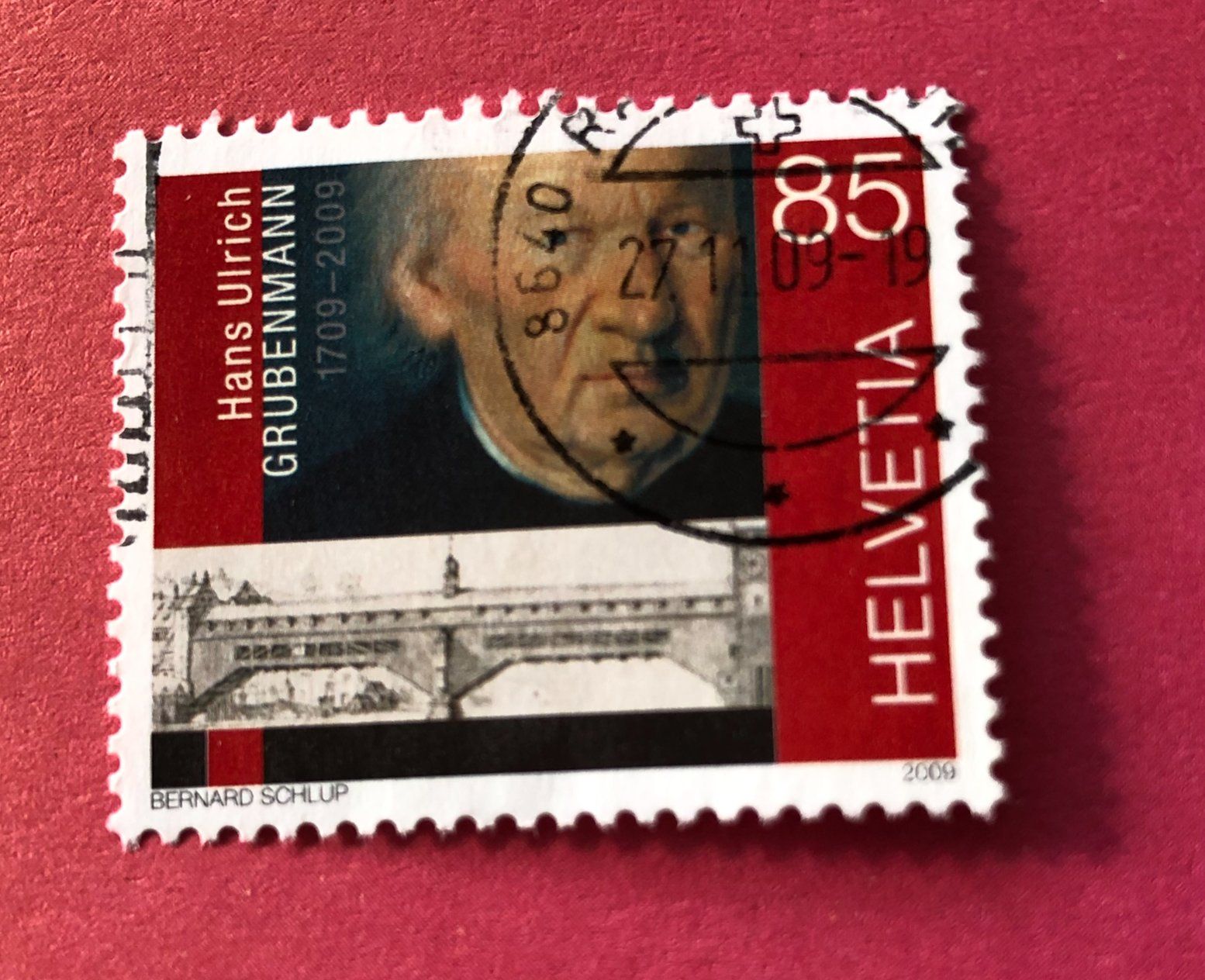Tutti i francobolli: Nr.1305 Hans Ulrich Grubenmann GESTEMPELT 2009 – Usato da Aarau venduto da Billa007