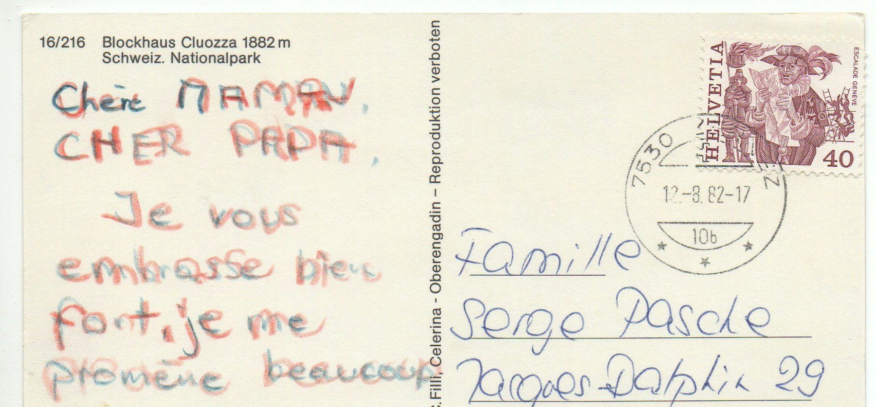 Cartes postales: ZERNEZ Schweizer Nationalpark, Blockhaus Cluozza – D'occasion à Jona par philajona 1