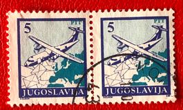Briefmarken aus Jugoslawien in den Flugpost gestempelt
