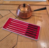 Retro Fondue Pfännli mit Besteck