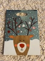 Geschenktüte / Papiertüte mit Rentier und Glitzer