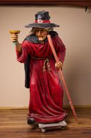 Halloween Deko: Grosse, alte Hexen-Figur mit Besen, Top!