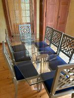 Ensemble à manger 8 personnes: table en verre + 8 chaises