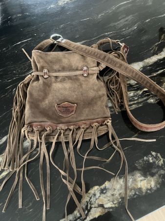 El Vaquero Apache Vintage Wildleder Tasche mit Fransen
