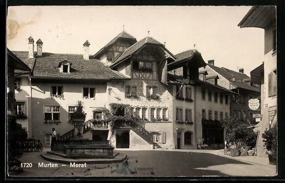 Cartoline postali: Murten /Morat, Brunnenplatz mit Alkoholf – Usato da Berlin venduto da bartko-reher