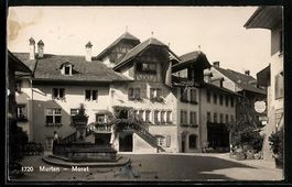 Murten /Morat, Brunnenplatz mit Alkoholf