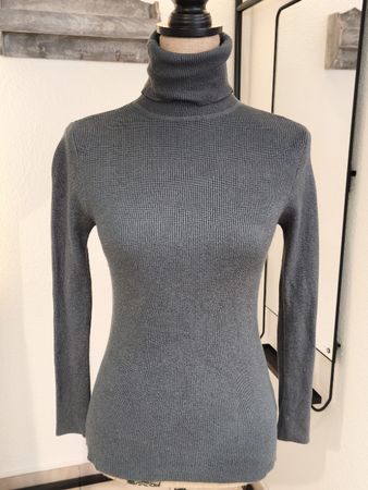 Damen Rollkragenpullover grau gerippt guter Zustand