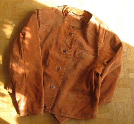 Veste daim , taille 38 rouille claire