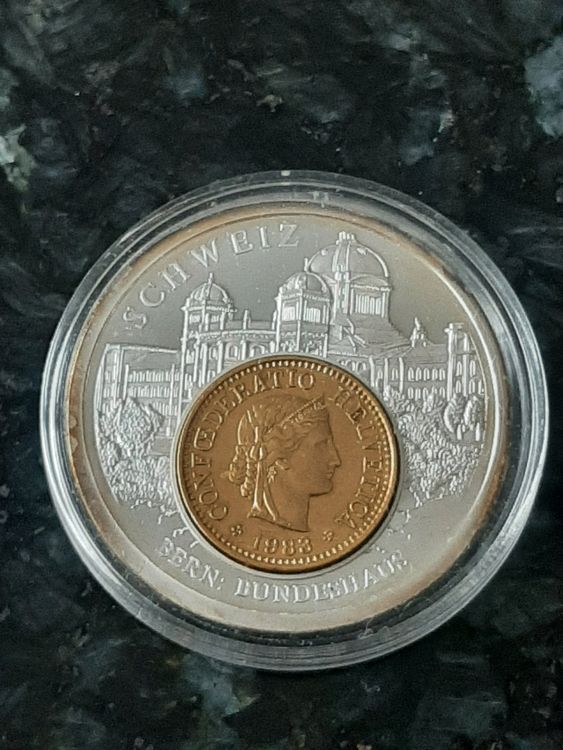 Medallie Schweiz Bern Bundeshaus mit 5 Rappen (1983) PP | Kaufen auf ...