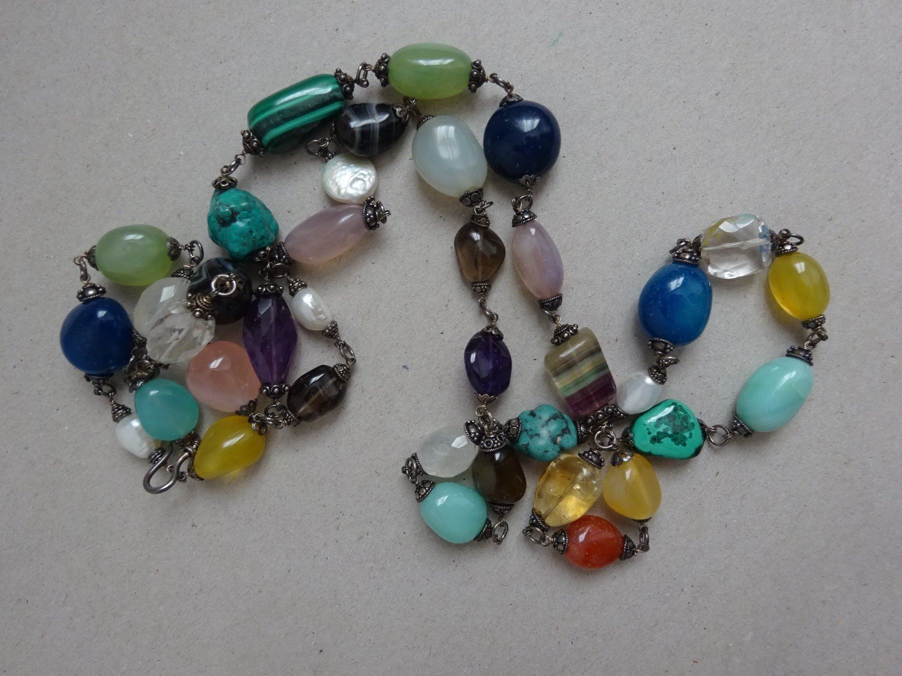 Catenine: Multicolor Edelsteinkette - 925 S – Usato da Esslingen venduto da eintagammeer 1