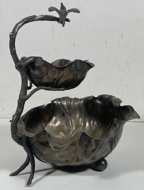 Sculture & Statue: Art-Deko Blatt Schale mit Vogel Skulptur – Usato da Hinwil venduto da Chnap 1