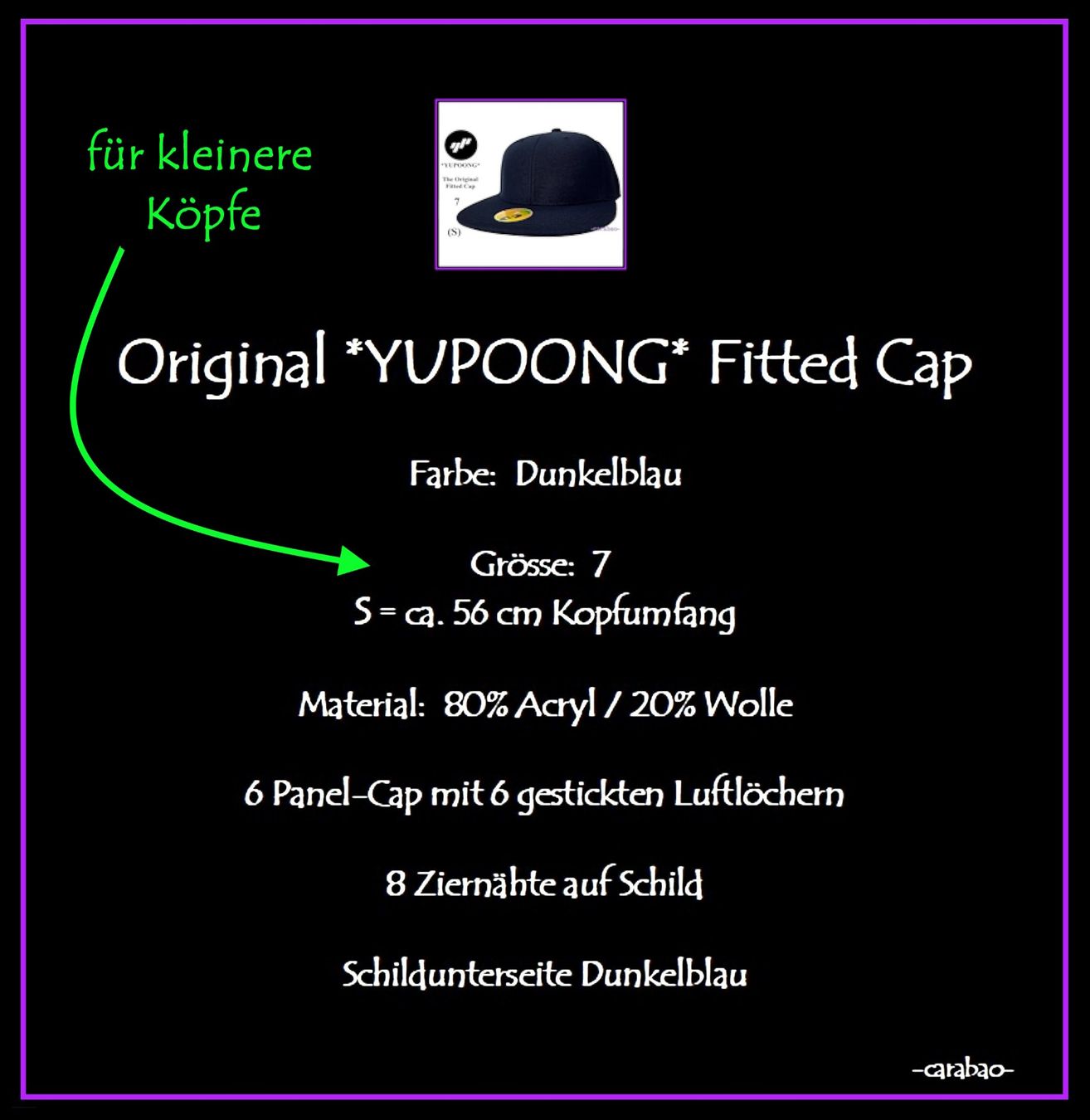 Copricapi, berretti & cappellini: Original YUPOONG Fitted Cap / Dunkelblau / Gr. S – Nuovo (secondo la descrizione) da Winterthur venduto da -carabao- 7